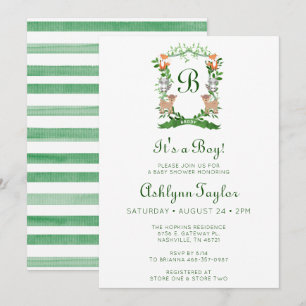 Convites Animais da Floresta Crest. É um Chá de fraldas