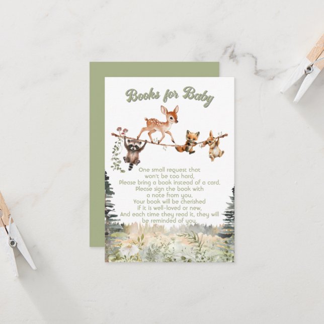 Convites Animais da Floresta de Clothesline Livros de flore (Frente/Verso In Situ)