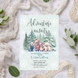 Convites Animais da Floresta de Inverno Chá de Bebê