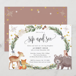 Convites Animais da Floresta de Inverno Sip Bebê