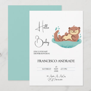 Convites Animais da Floresta de Lontra Fofa Aquarela