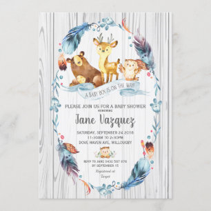 Convites Animais da Floresta do Boho Chá de fraldas Woodlan