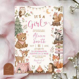 Convites Animais da Floresta É uma festa de bebê girl