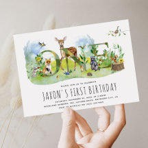 Animais da Floresta em Aquarela Aniversário de 1 A