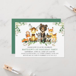 Convites Animais da Floresta em Aquarela para Primeiro Aniv