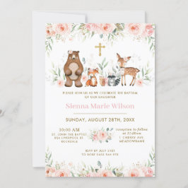 Convites Animais Da Floresta Esmagam Batismo Floral Christe