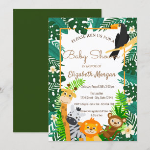 Convites Animais da Floresta, Folhas Chuvada Florestal Baby