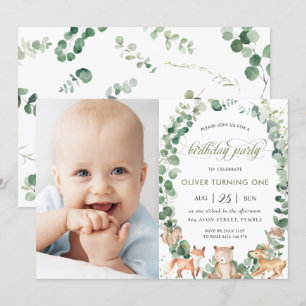 Convites Animais da Floresta Foto de Festa de aniversário 