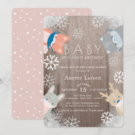 Convites Animais Da Floresta Mascaram Chá de fraldas Rosa