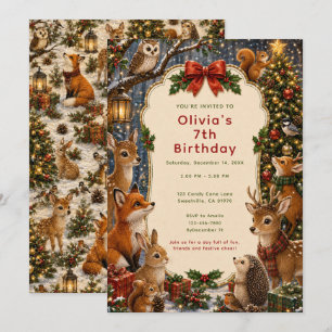 Convites Animais da Floresta Natal Aniversário