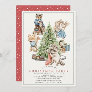 Convites Animais da Floresta Reunindo Festa de Natal