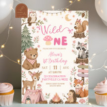 Animais da Floresta Rosa Aniversário de Menina Wil