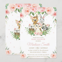 Animais Da Floresta Rosa Chá de fraldas Floral De