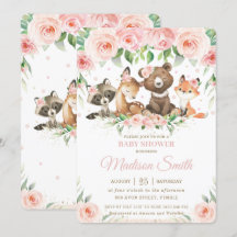 Animais Da Floresta Rosa Chá de fraldas Floral De