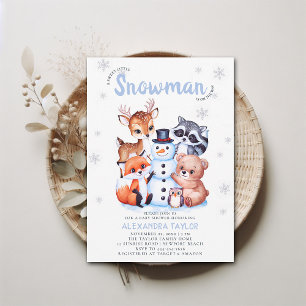 Convites Animais da Floresta Snowman Winter Boy Chá de fral
