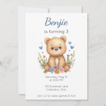 Animais da Floresta Urso de Aniversário Menino Cor