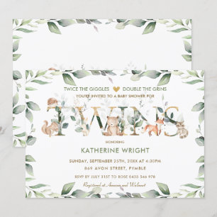 Convites Animais da Floresta Verde Chá de fraldas Neutro G