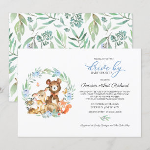 Convites Animais da Floresta Verde Chuveiro de Bebê Drive B