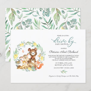 Convites Animais da Floresta Verde Chuveiro de Bebê Drive B