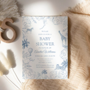 Convites Animais da Safari Azul Bebê Chique Festa de Revela