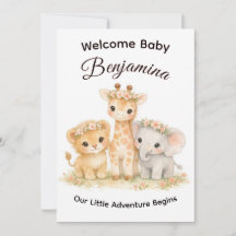 Animais da Savana Bebê Menina Coroa Floral Chuveir