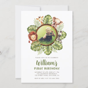 Convites Animais da Savana Foto Selva Vegetação 1º Aniversá