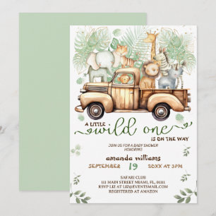 Convites Animais da savana no baby shower do carro