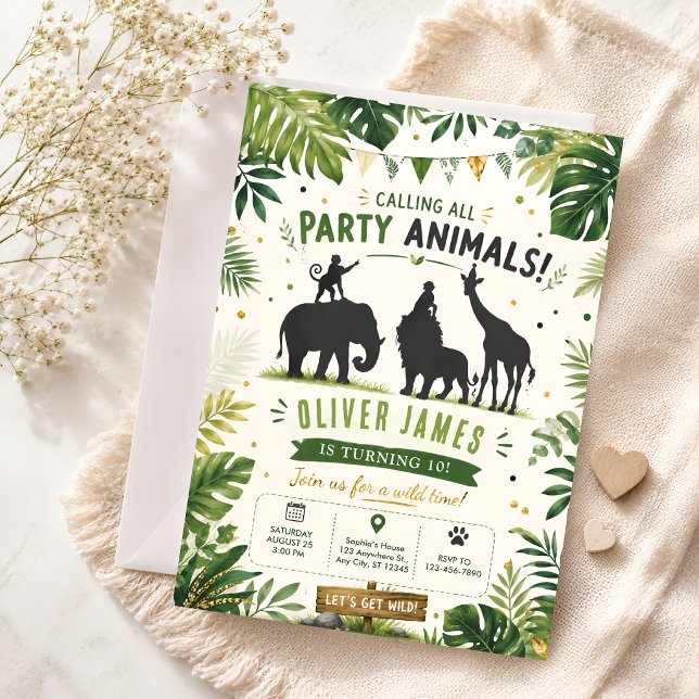 Convites Animais da Selva 10º Aniversário (Criador carregado)