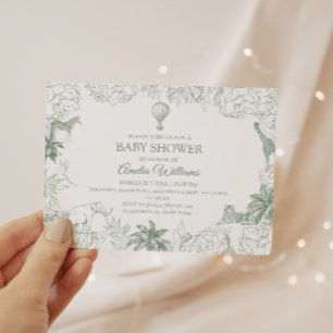 Convites Animais da Selva em Safari Verde Sage para Chã de 