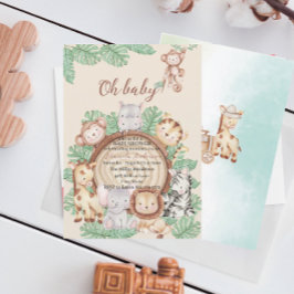 Convites Animais da Selva Moderna Cultivam Safari Watercolo