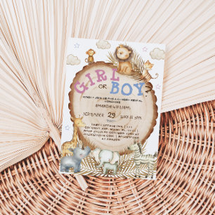 Convites Animais da selva safari boho gênero revela