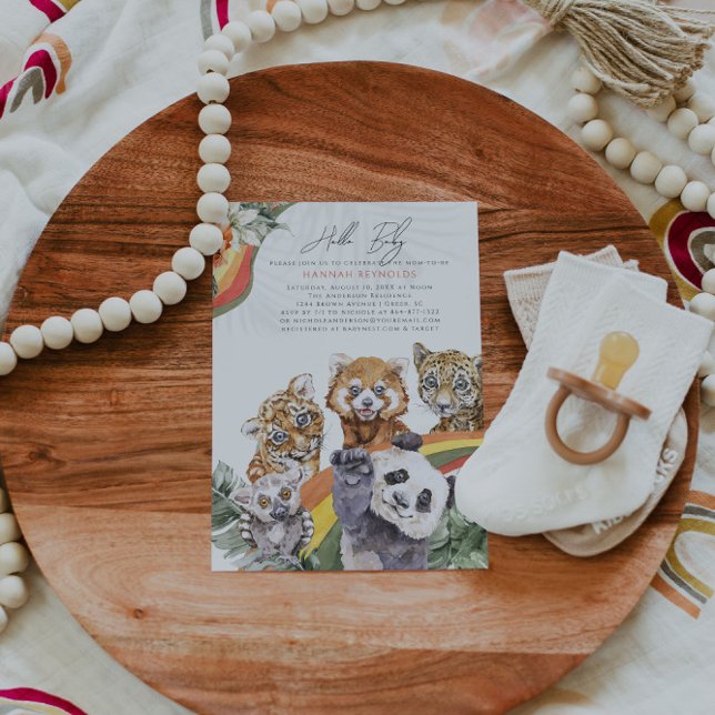 Convites Animais da selva tropical | CHÁ DE FRALDAS (Criador carregado)