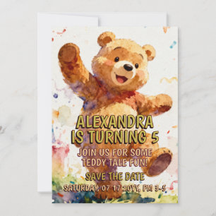 Convites Animais de Aniversário Infantil - Ursinho Teddy Fo