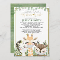 Animais De Aquarela Em Máscaras Chá de fraldas Por