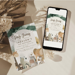 Convites Animais de Aquarela Festa de Aniversário