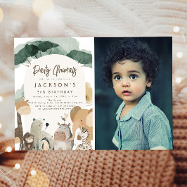 Convites Animais de Aquarela Festa Foto Festa de Aniversári