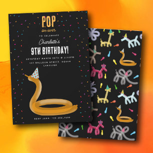 Convites Animais de Balão Cobra Tema de Festa de Aniversári