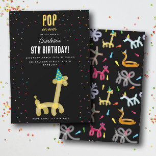 Convites Animais de Balão Girafa Tema de Festa de Aniversár