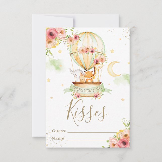 Convites Animais De Balões De Ar Quente Adivinham Quantos B (Frente)