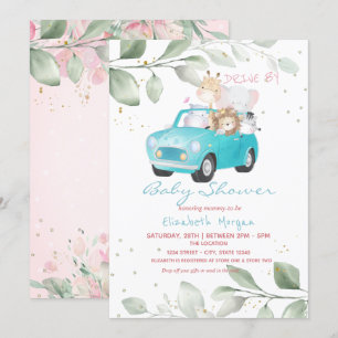 Convites Animais de Carro Pontos Floral Chuveiro de Bebê Dr