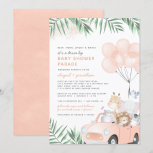 Convites Animais De Carro Rosa Safari Censurados Por Chá d