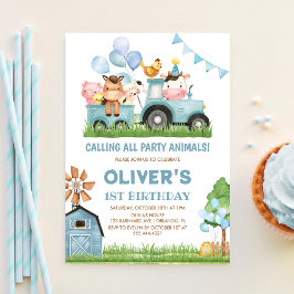 Convites Animais de Casca, Barnyard, primeiro aniversario d