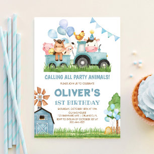 Convites Animais de Casca, Barnyard, primeiro aniversario d