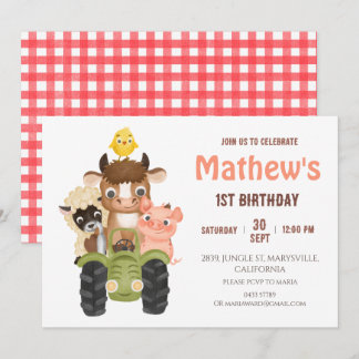 Convites Animais de exploração Barnyard Birthday