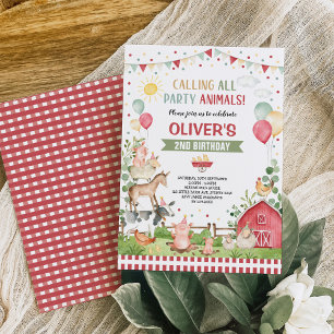 Convites Animais de exploração Festa de aniversário ranar d