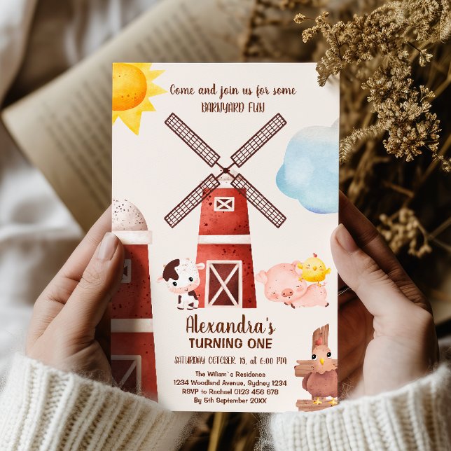 Convites Animais De Exploração primeiro aniversario De Barn (Criador carregado)