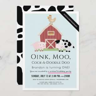 Convites Animais de Exploração primeiro aniversario Virtual