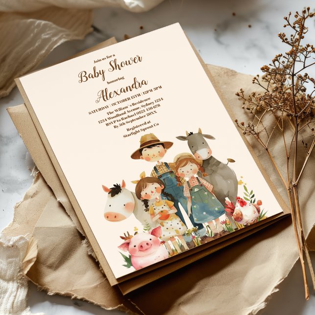 Convites Animais de exploração Sexo Chá de fraldas neutro (Criador carregado)