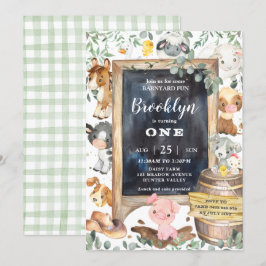 Convites Animais de fazenda bonitos Barnyard Chic Greenerd 
