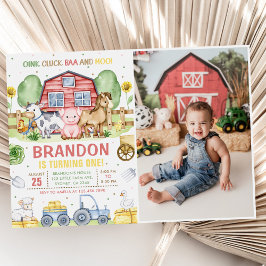 Convites Animais de Fazenda Oink Baa Moo Foto do primeiro a